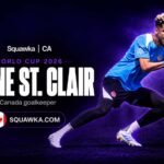 Dayne St. Clair in Canada kit on a Squawka World Cup 2026 graphic