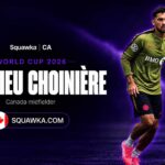 Mathieu Choiniere in Canada kit on a Squawka World Cup 2026 graphic