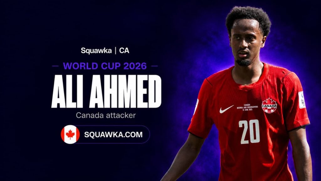 Ali Ahmed in a Canada shirt during the World Cup 2026 opener against Bosnia and Herzegovina