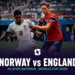 An England player celebrates during the World Cup 2026 quarter-final win over Norway.