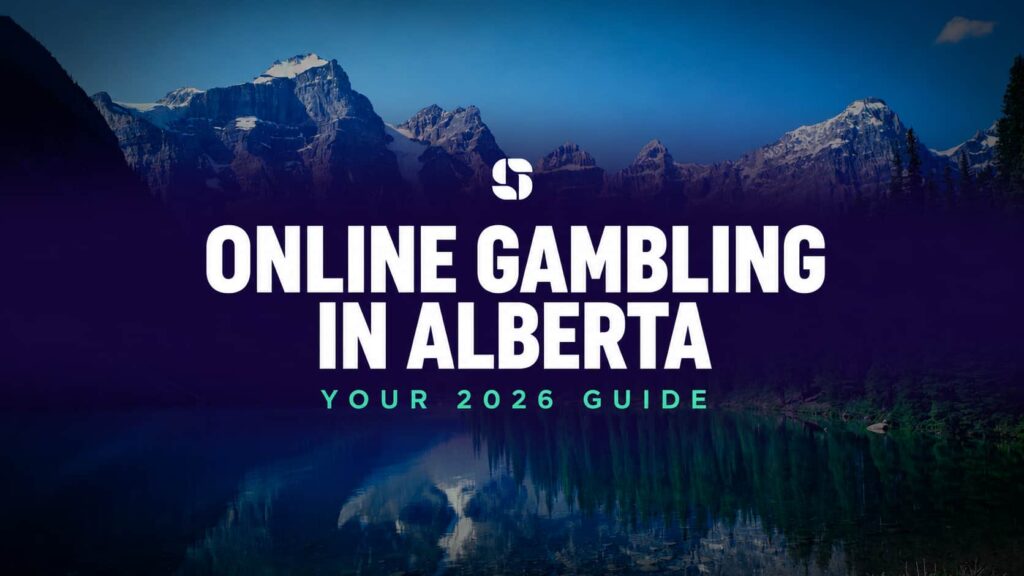 Squawka Canada banner over the Alberta Rocky Mountains reading Online Gambling in Alberta.