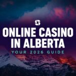 Squawka Canada banner over the Alberta mountains at sunset reading Online Casino in Alberta.
