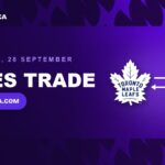 Toronto Maple Leafs and Columbus Blue Jackets logos: the Matthew Knies and Kirill Marchenko trade