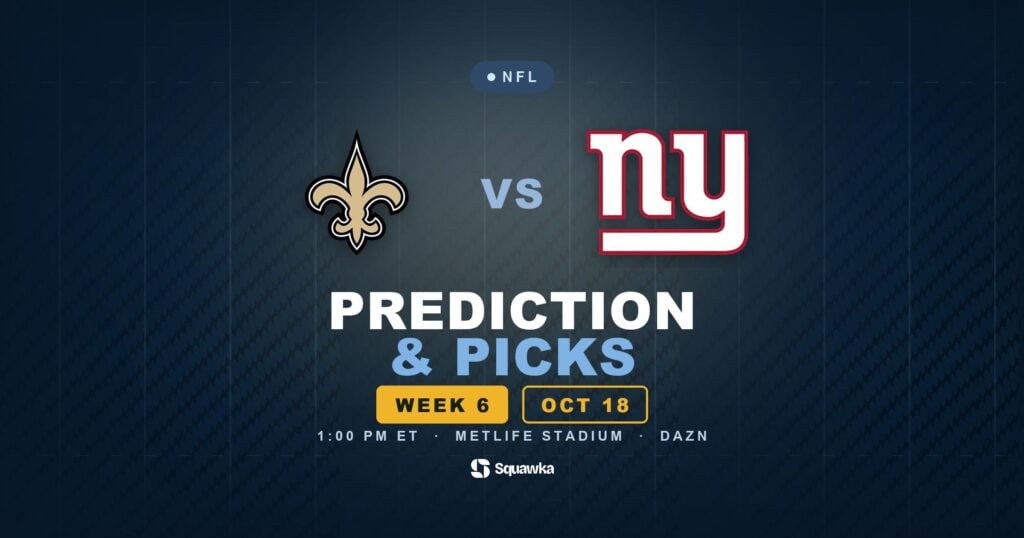 New Orleans Saints vs New York Giants prediction, picks and odds for Week 6 of the 2026 NFL season