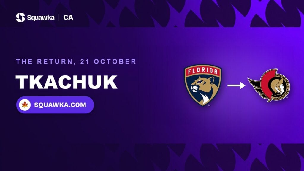 Florida Panthers and Ottawa Senators logos: Brady Tkachuk's return to Ottawa, 21 October 2026