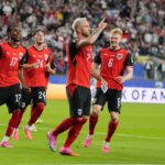 Marko Arnautović comemora pela Áustria na vitória sobre a Jordânia na Copa do Mundo 2026